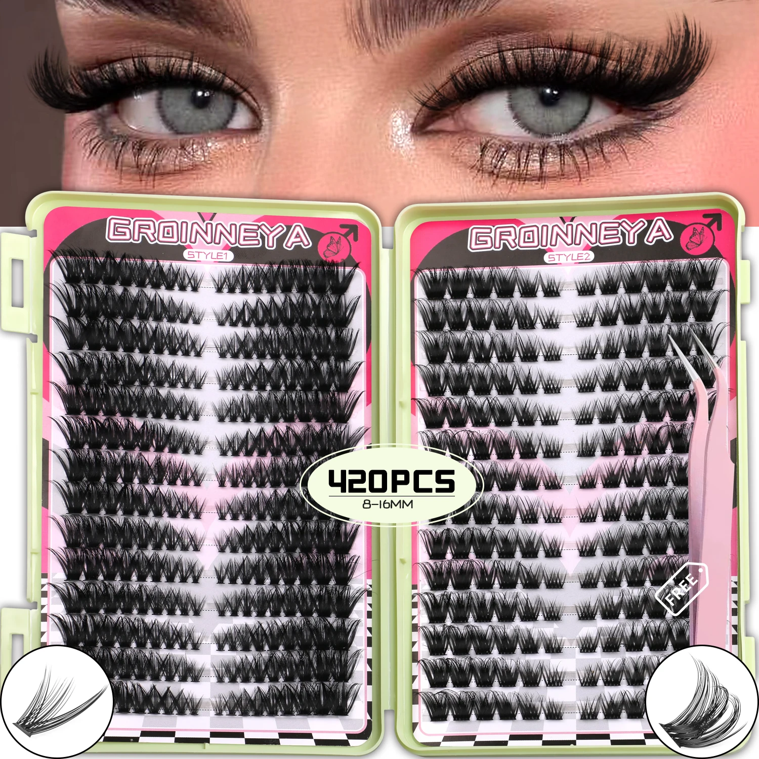 

Cat Lashes Lash Clusters Eye End Lengthening Eyelash extensions Natural Look Wispy Thick False Eyelashes Makeup