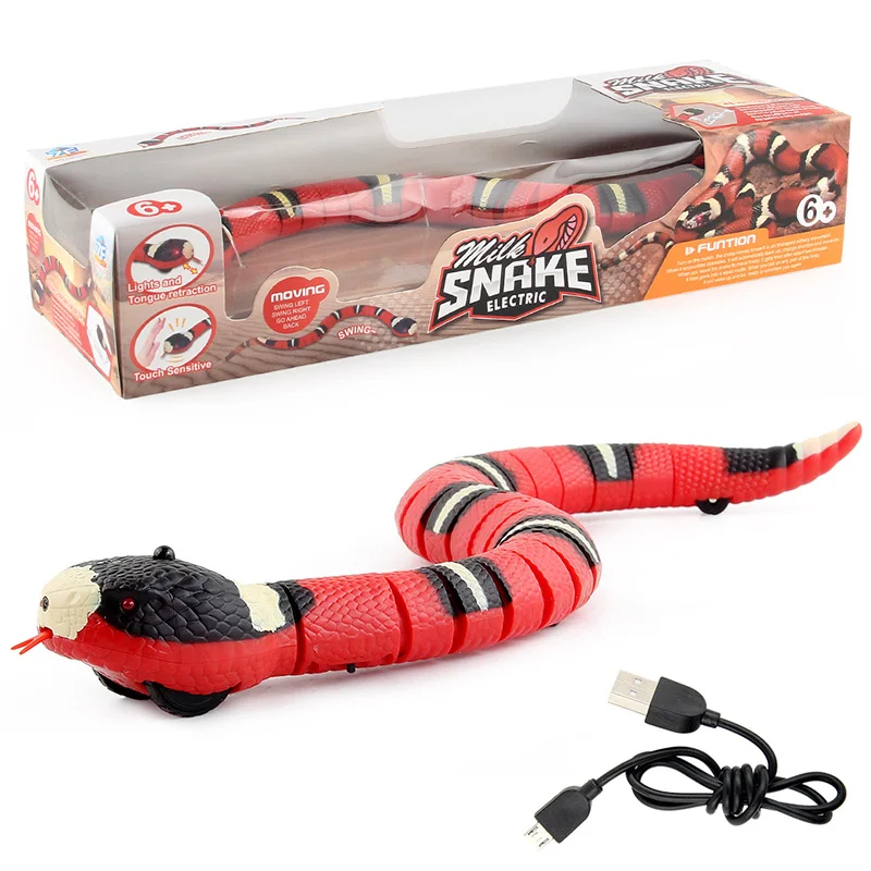 

Funny Electric Toy Snake Electric Induction Obstacle Avoidance Silver Ring Snake Unique Remote Control Snake Children's Toy