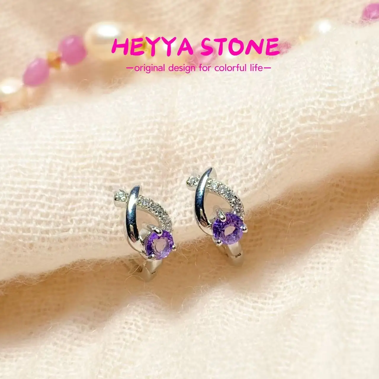 

HEYYA STONE Vintage Natural Topaz Hoop Earrings Simple Classic Round Circle Gemstone Jewelry Handmade 14K GOLD exclusive