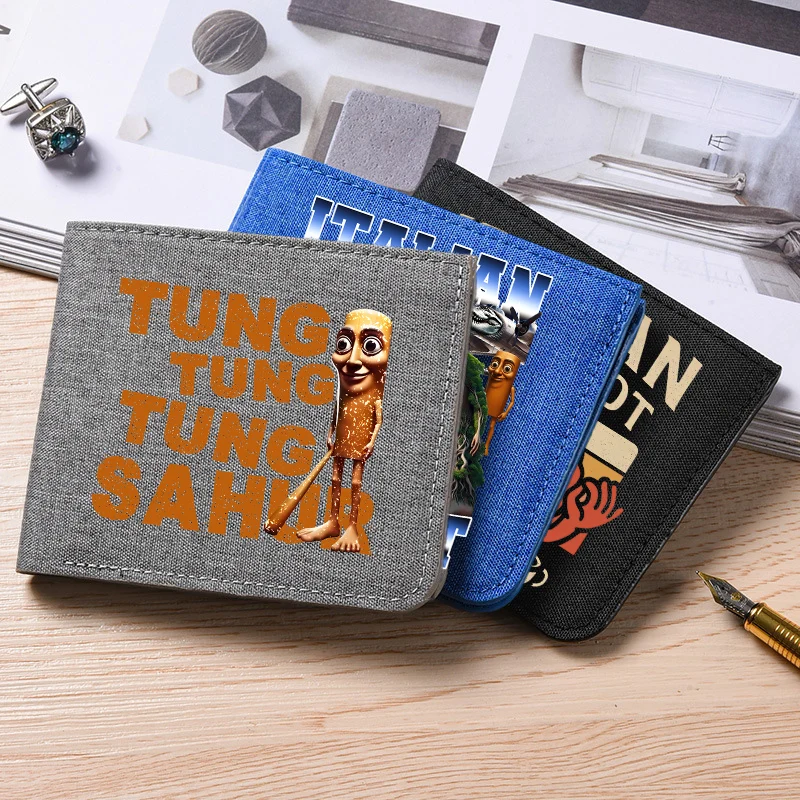 

Tung Tung Sahur Men Wallet Italian Brainrot Fun Trendy Purse Boy Cartoon Anime Figures Multi Functional Large Capacity Card Bags