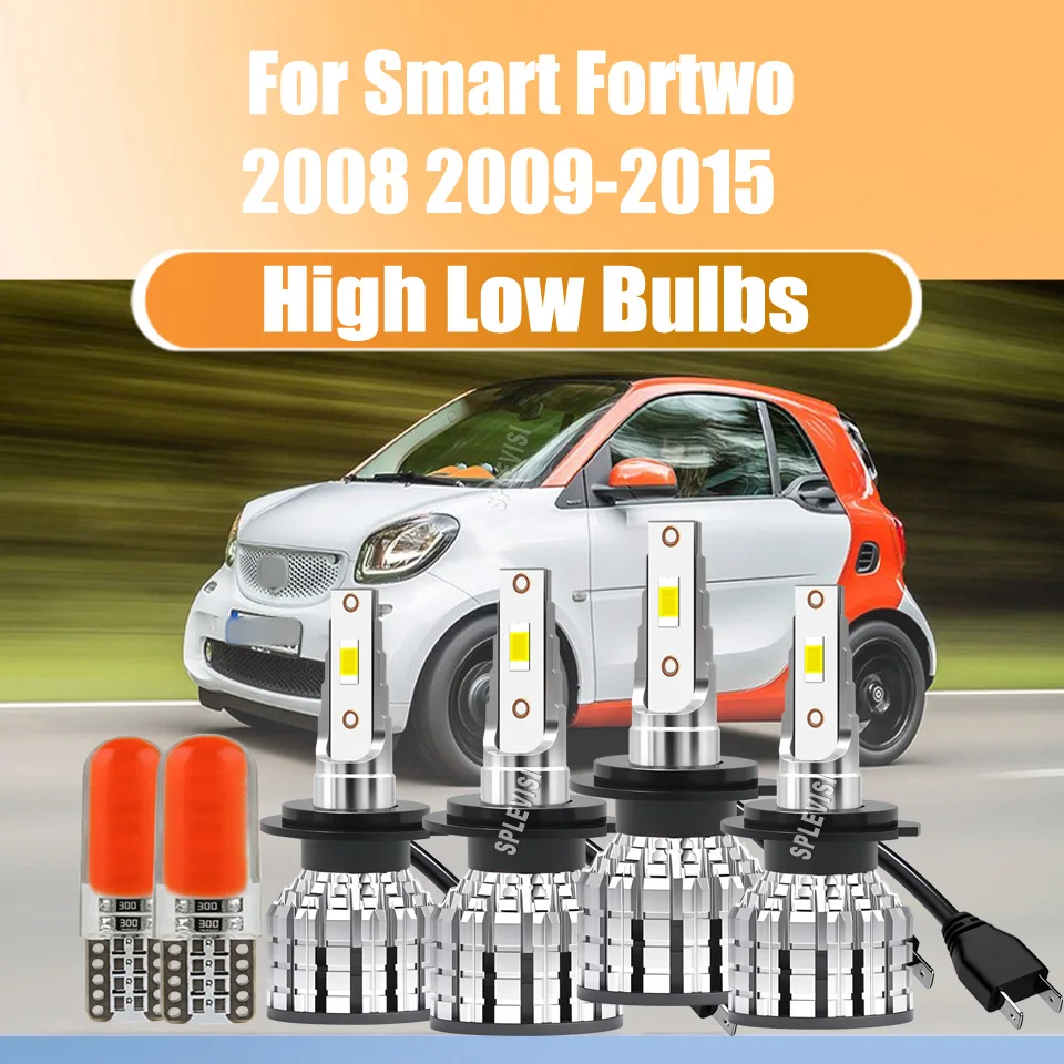 

H7 499 Led White Headlights light beam won't have any impact on oncoming traffic For Smart Fortwo 2008 2009 2010 2011 2012-2015