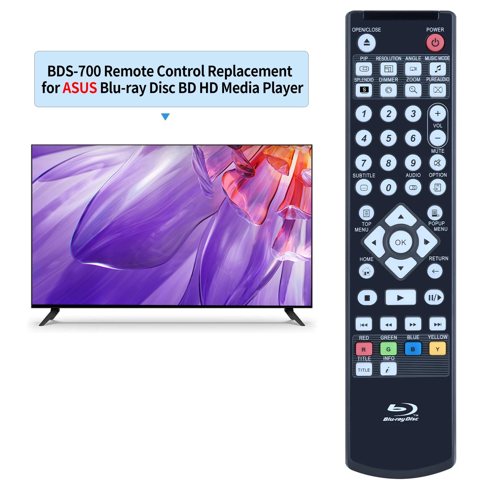 New Remote Control For ASUS O!PLAY Blu-ray Disc BD HD Media Player BDS-700 BDS-500