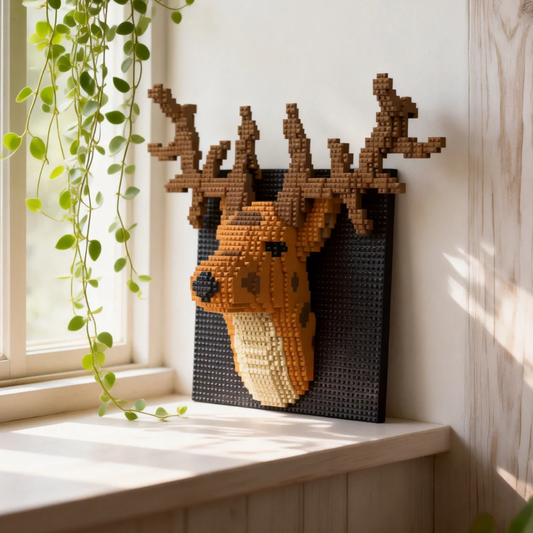 KNEW BUILT Chameleon, Parrot, kreative 3D-Tier-Wandmalerei, Mikrobausteine – DIY-Desktop-Dekoration, Puzzle-Spielzeug, Weihnachts- und Geburtstagsgeschenk – Detail 3