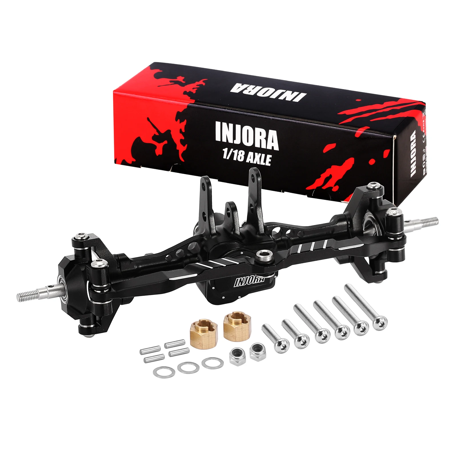INJORA CNC Aluminium 4mm Verlengde Voor Achter Complete Assen voor 1/18 RC Crawler TRX4M Upgrade (4M-61)