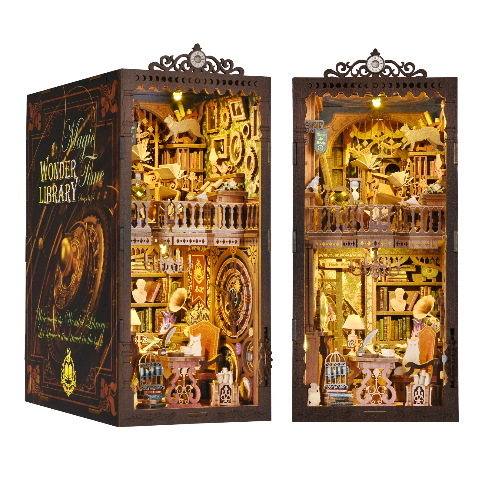DIY 3D Wooden Puzzle Book Nook for Home Decor Ornaments Miniature Magical Booknook High Quality House Assembly Model Figurines