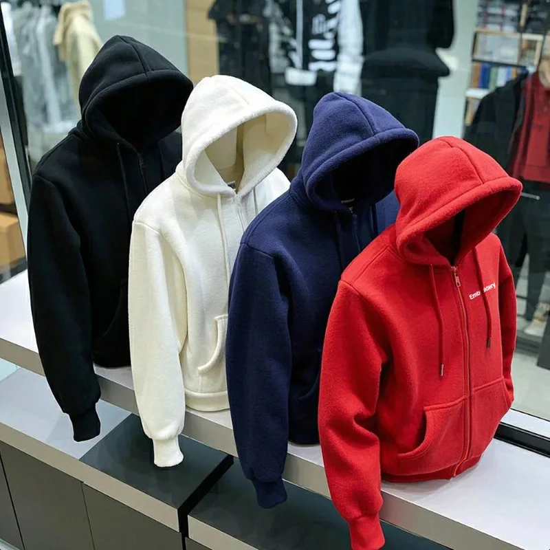 Premium Custom Stickerei Baumwoll Hoodie mit Reißverschluss Ihr Design Marke Firmenlogo Text Männer Frauen Dickes Fleece Herbst Winter Warm Premium Hoody Sweatshirt 350gsm 10.3oz S-5XL Plus Größe - GAAJ-Marke