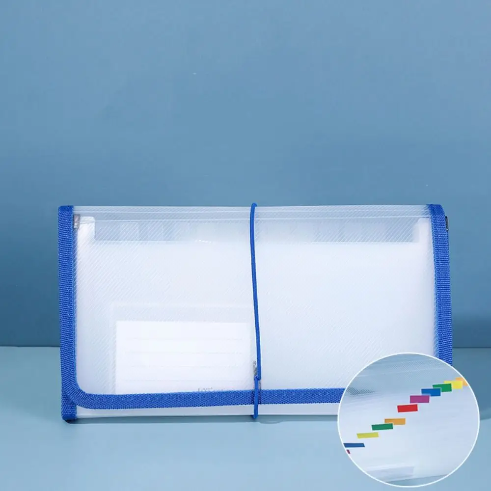 

13Pockets Receipt Storage Bag Colored Labels Binding Rope PP Expanding File Folder Transparent Large Capacity