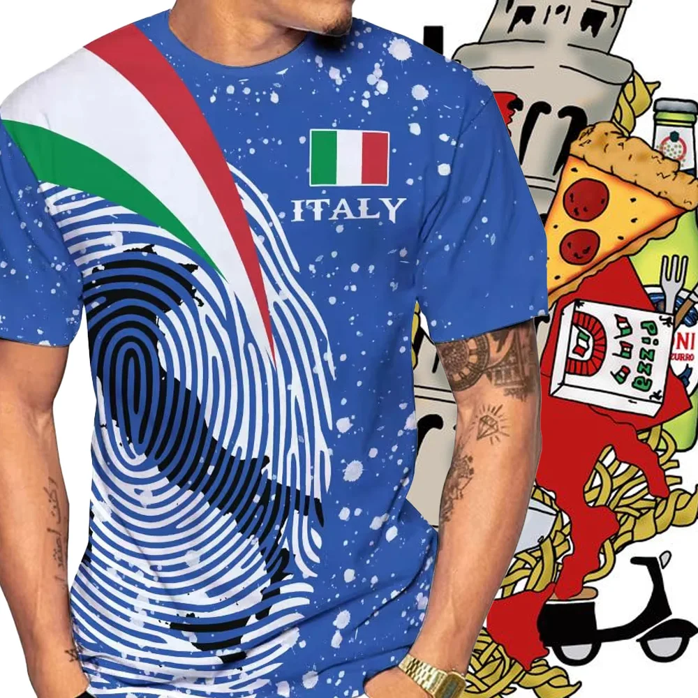 Italy Flag 3D Printing Summer Men T Shirt O-Neck Short Sleeve Oversized T Shirt Top Casual Tee Loose Streetwear Harajaku Clothes