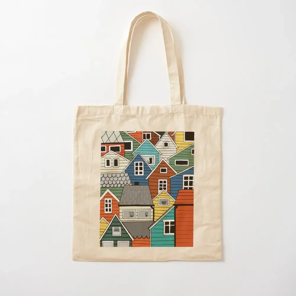 Scandinavia Souvenir I Colourful wooden houses Tote Bag Customizable tote bag shopper bags for women Tote Bag