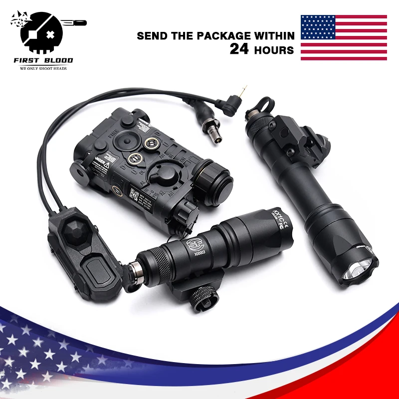 Tactical LED Flashlight Combo L3 NGAL M600 M300 PEQ15 Light with Pressure AXON Switch Fit 20mm Rail for Outdoor Use