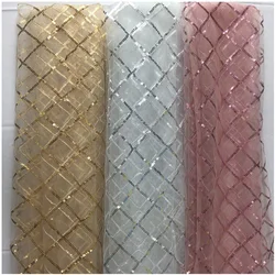 Sequin Embroidery Fabric Check Embroidery Lace Sequin Embroidery Craft Fashion Wedding Dress DIY women's Fabric Mesh Fabric