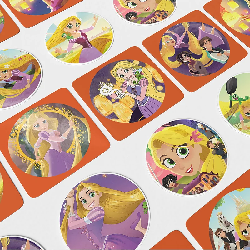 Disney Tangled Rapunzel Round Stickers Aesthetic Laptop Motorcycle Water Bottle Waterproof Sticker Birthday Party Decor Supplies