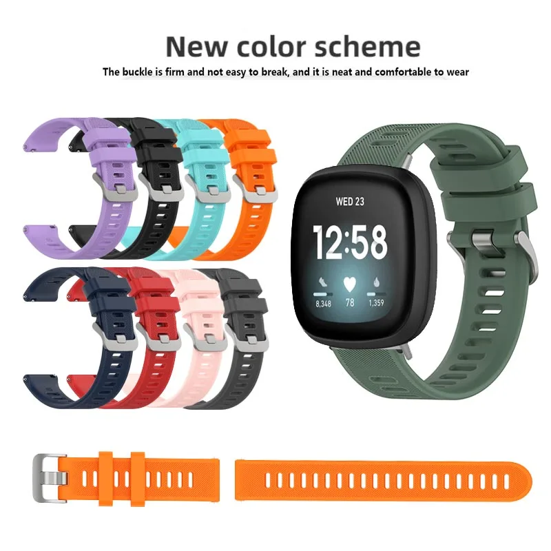 Outdoor Waterproof Silicone Watch Strap+Connector For Fitbit Versa 4 3 / Sense 2