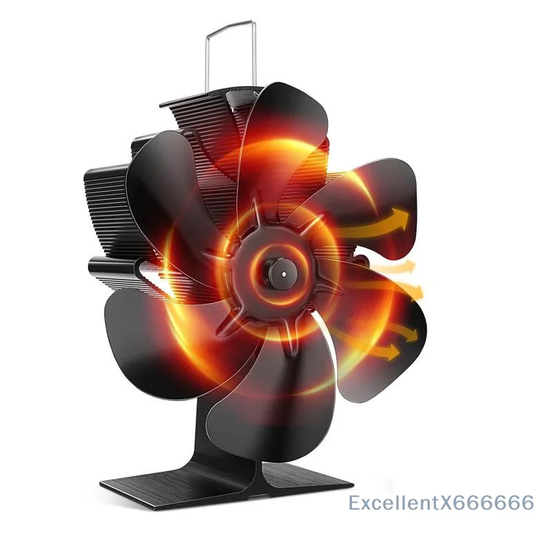 

6-Blade Heat Self-Powered Stove Fireplace Fan For Wood Log Burner Fireplace Quiet Environmental Fan Efficient Heat Distribution