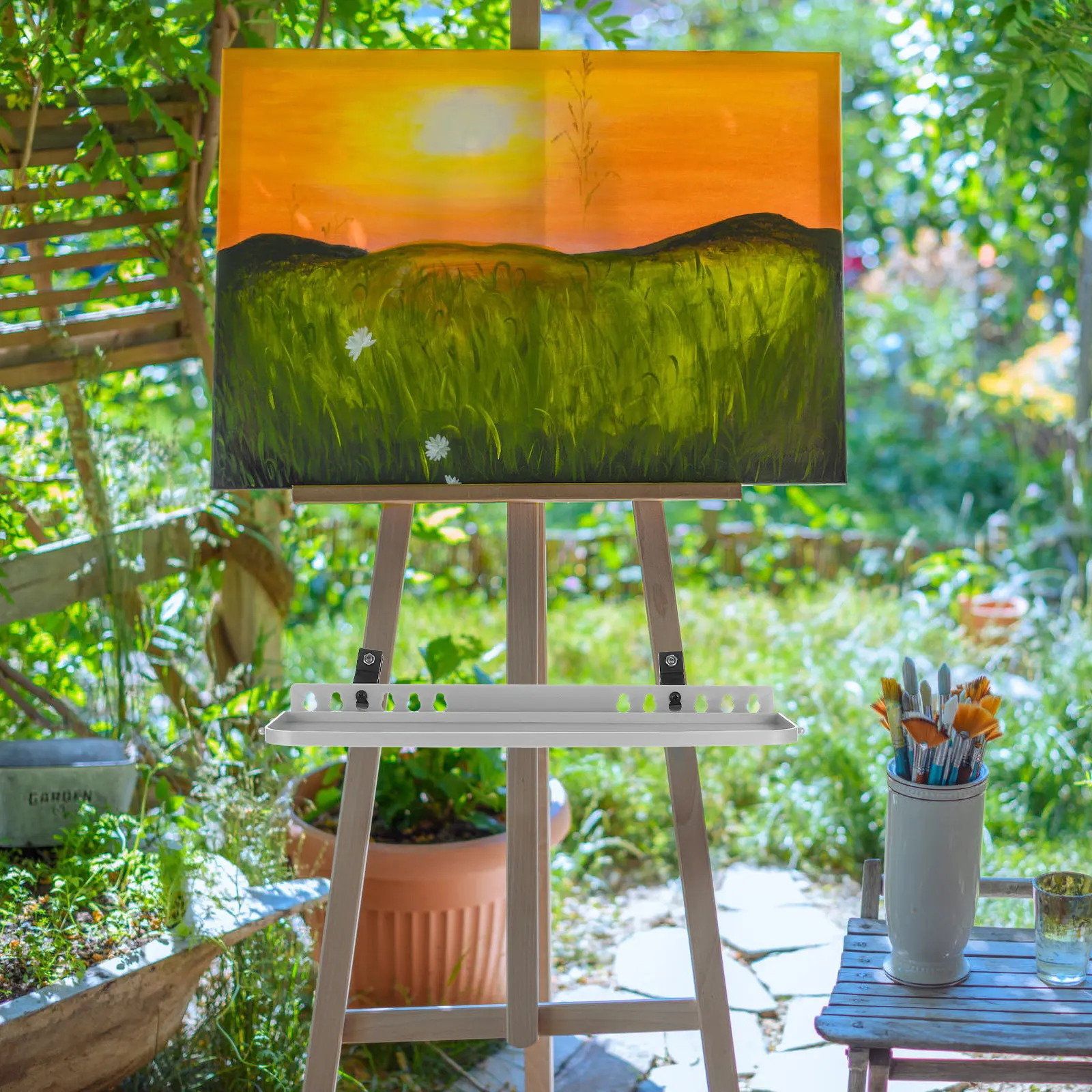 Tabletop Easel with Detachable Paint Tray Lightweight Painting Stand and Storage Organizer for Artists