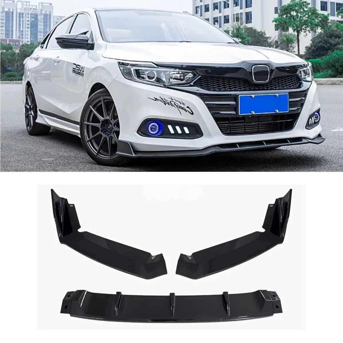 Car Front Bumper Lip Splitter Diffuser Spoiler Body Kit For Honda Crider 2019-2024 Bumper Guard Cover Protector Car Accessories