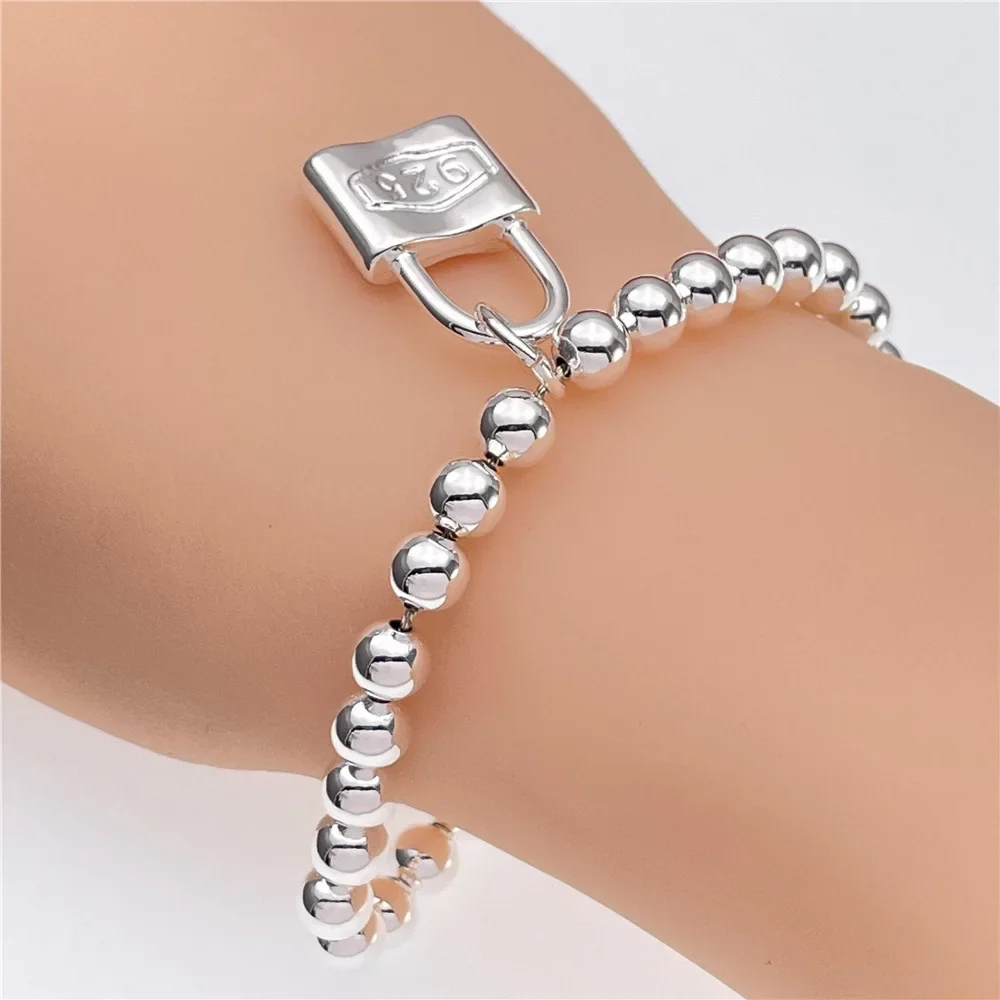 Special offer 925 sterling Silver Hyperbole Lock Bead Chain Bracelets for Women Fashion Jewelry boutique accessories party gift