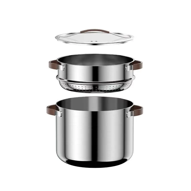 

304 three-layer steel steamer, stainless steel, thickened soup pot, with lid