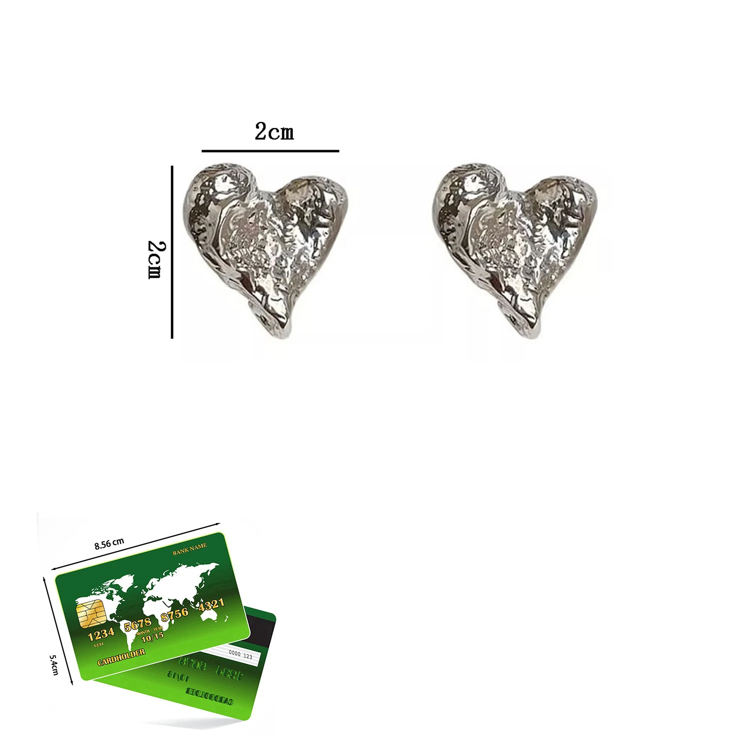 New Fashion Metallic Design Sense Concave And Convex Heart-shaped Earrings For Women's Exaggerated Jewelry Party Accessories