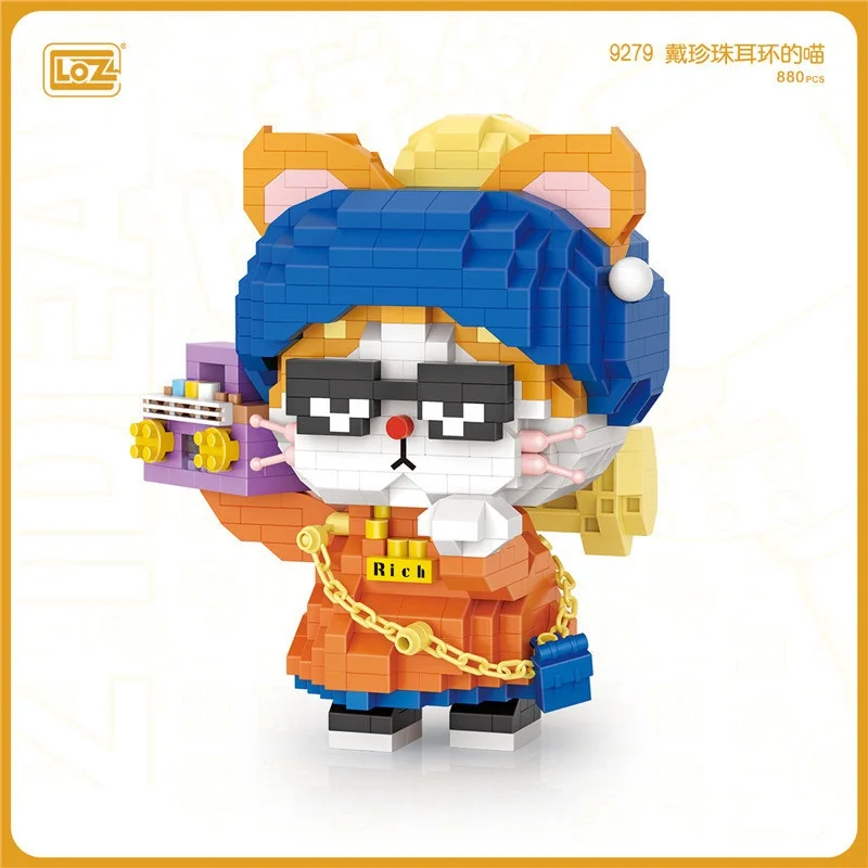 LOZ Mini Blocks Cute Cartoon Cat Educational Toy Anime Collection Small Bricks Brinquedo Fun Gift Girl Present Birthday 9279