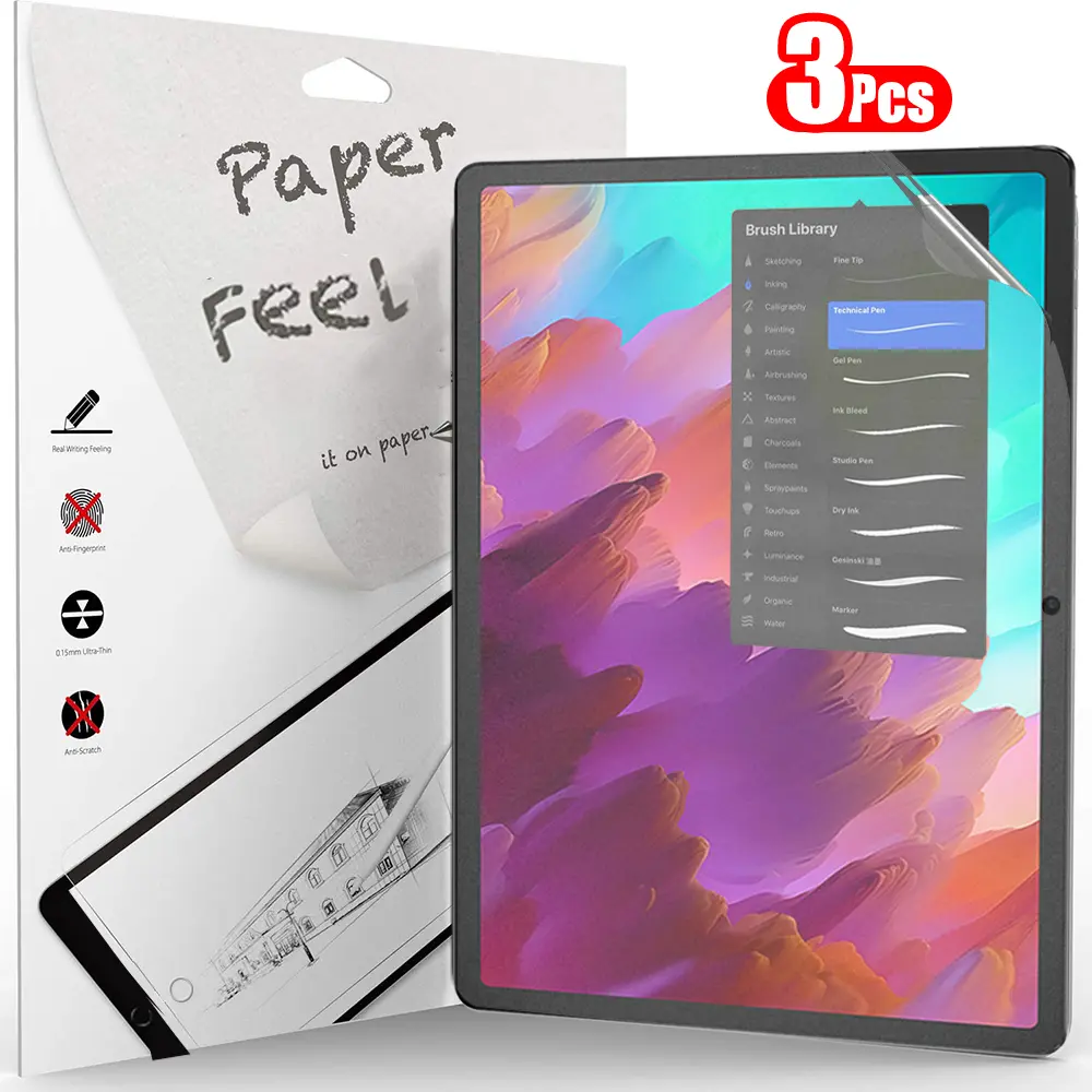3 pçs papel sentir como protetor de tela para lenovo xiaoxin pad 2024 2022 xiaoxin pad pro 12.7 2023 2025 filme sem vidro