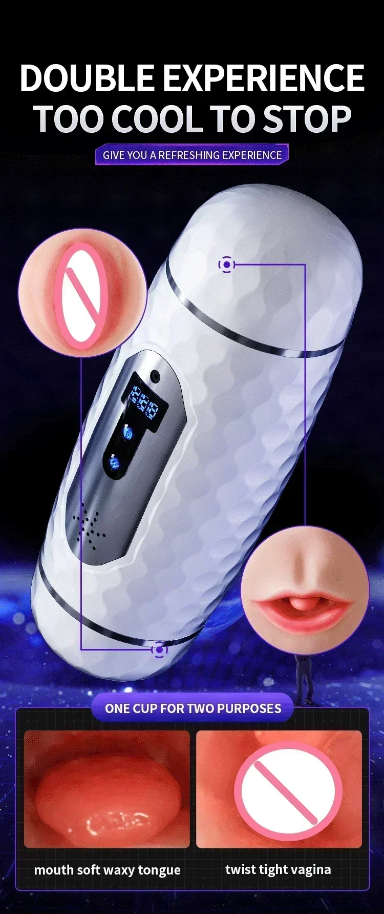 Automatic Sucking Double Headed Count Male Sex Toys Masturbator Cup for Man Real Pussy Vagina Equipment Machine Adult Men Goods