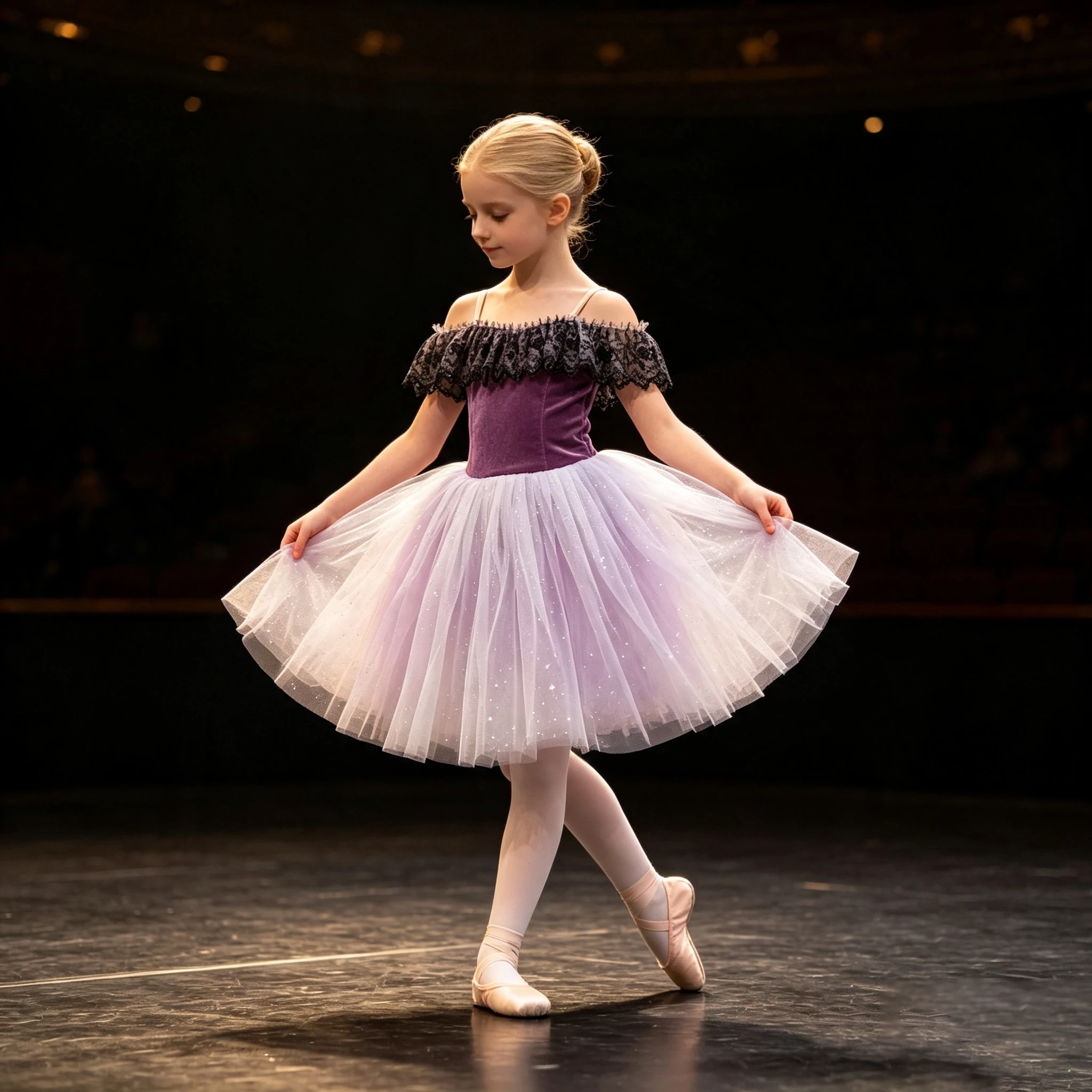 Purple Ballet Skirts Girls Performance Costume Dancing Ballerina Dress Professional Ballet Tutu Dress With Velvet Bodice