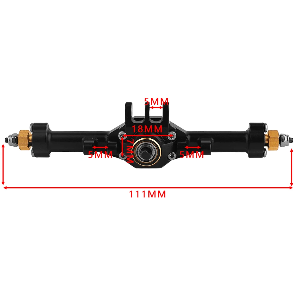 ブラックコーティング真鍮コンプリートフロントミドルリアストレートアクスル、スチールギア付き、6x6 1/18 RCクローラーTRX4Mメタルアップグレードパーツ用