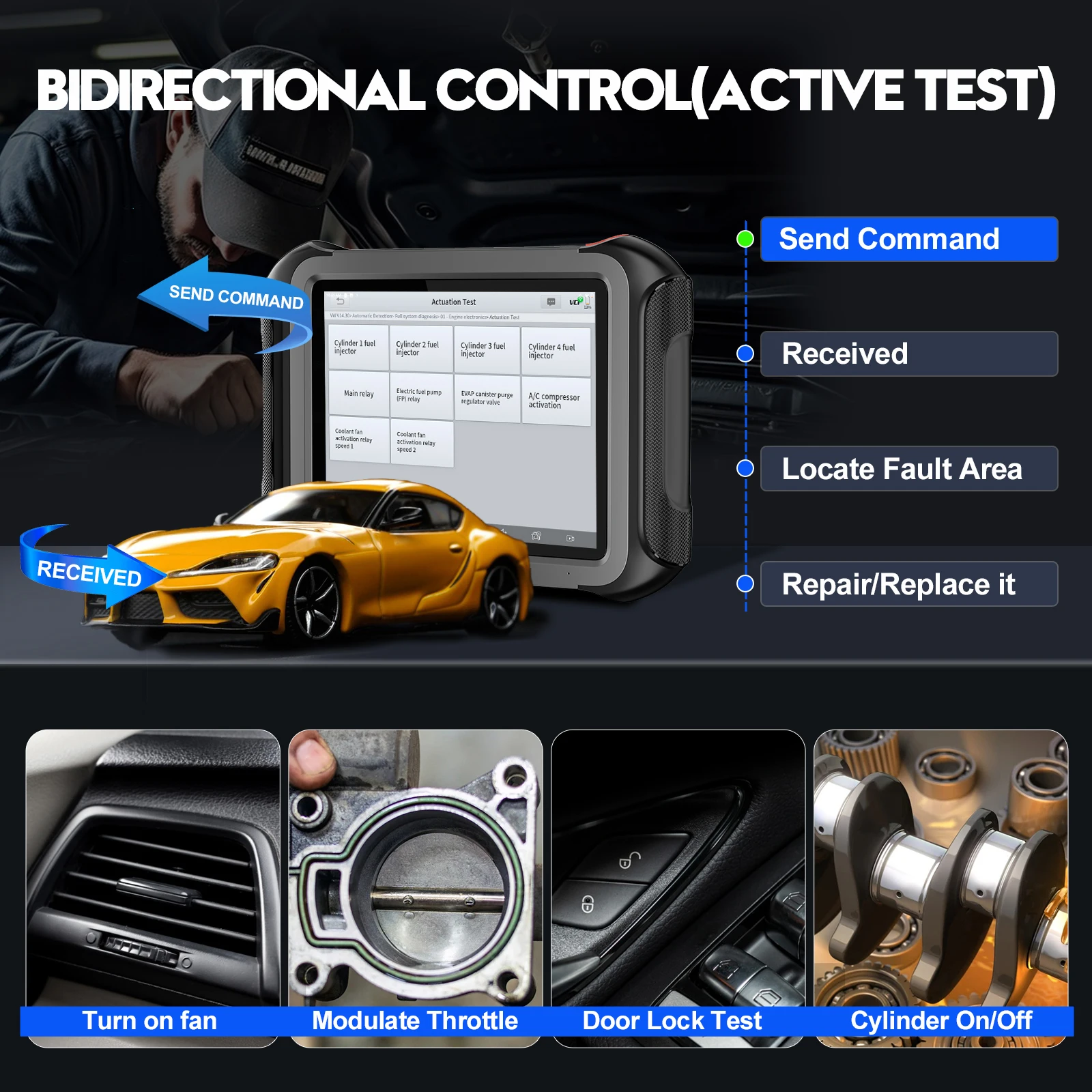 Scanner automobilistico XTOOL D9S, codifica ECU, mappa topologica, strumento programmatore chiave, controllo bidirezionale, strumento diagnostico per tutti i sistemi BT