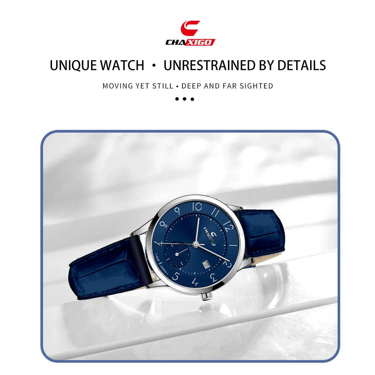 ساعة CHAXIGO للرجال بحزام جلدي، طراز بسيط، مقاومة للماء حتى 30 مترًا، حزام جلدي كلاسيكي، حركة كوارتز