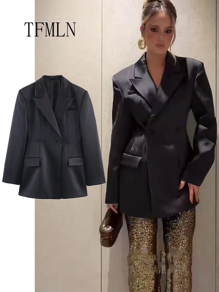 

Новинка 2026, офисные женские тонкие пиджаки, модные повседневные однотонные женские пальто с зубчатыми карманами, шикарные пальто в стиле ретро, верхняя одежда с длинными рукавами