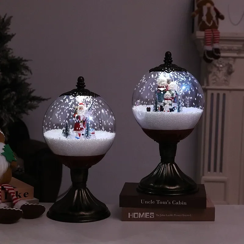 Christmas music snow spray crystal ball wind man snowman family creative holiday gift window decoration