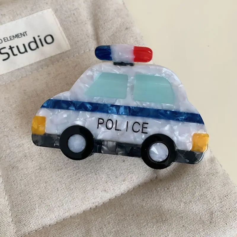 1pc  New Creative Car Acetic Acid Grip Cartoon Police Car Sports Car Hair Clip Back of Head Coiled Hair Shark Clip Hair Ornament