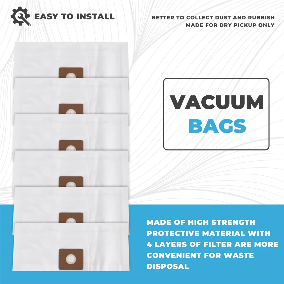 T65C! 12 عبوة من أكياس المكنسة الكهربائية لمكنسة Shop-Vac 9066800 2-2.5 جالون من النوع B وQAM70، أكياس ورق فلتر ممتازة للاستعمال مرة واحدة