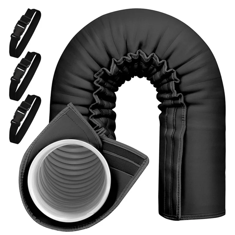 AB11-Portable Air Conditioner Hose Sleeve Universal AC Tube Hose Kit Easy To Install With 3 Adjustable Straps, Black