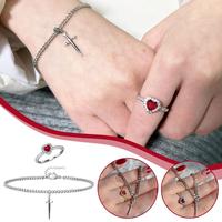 Snow White and the Huntsman Couple Necklace Heart and Sword Pendant Necklace for Women Romantic Valentine's Day Jewelry Gifts