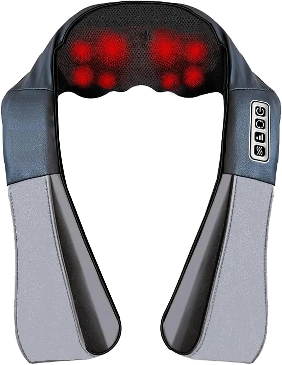 Neck Massager with Heat, Shiatsu Shoulder and Back Massager, Electric Kneading Back Massager, Massage Pillow for Deep Tissue, Ch