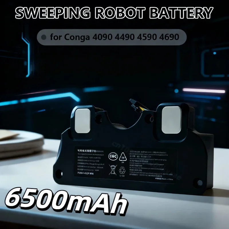 14.8V 6500mAh Rechargeable Li-ion Battery –FOR Conga 4090/4490/4590/4690 Robot Vacuum Cleaner, Reliable Replacement Spare Part