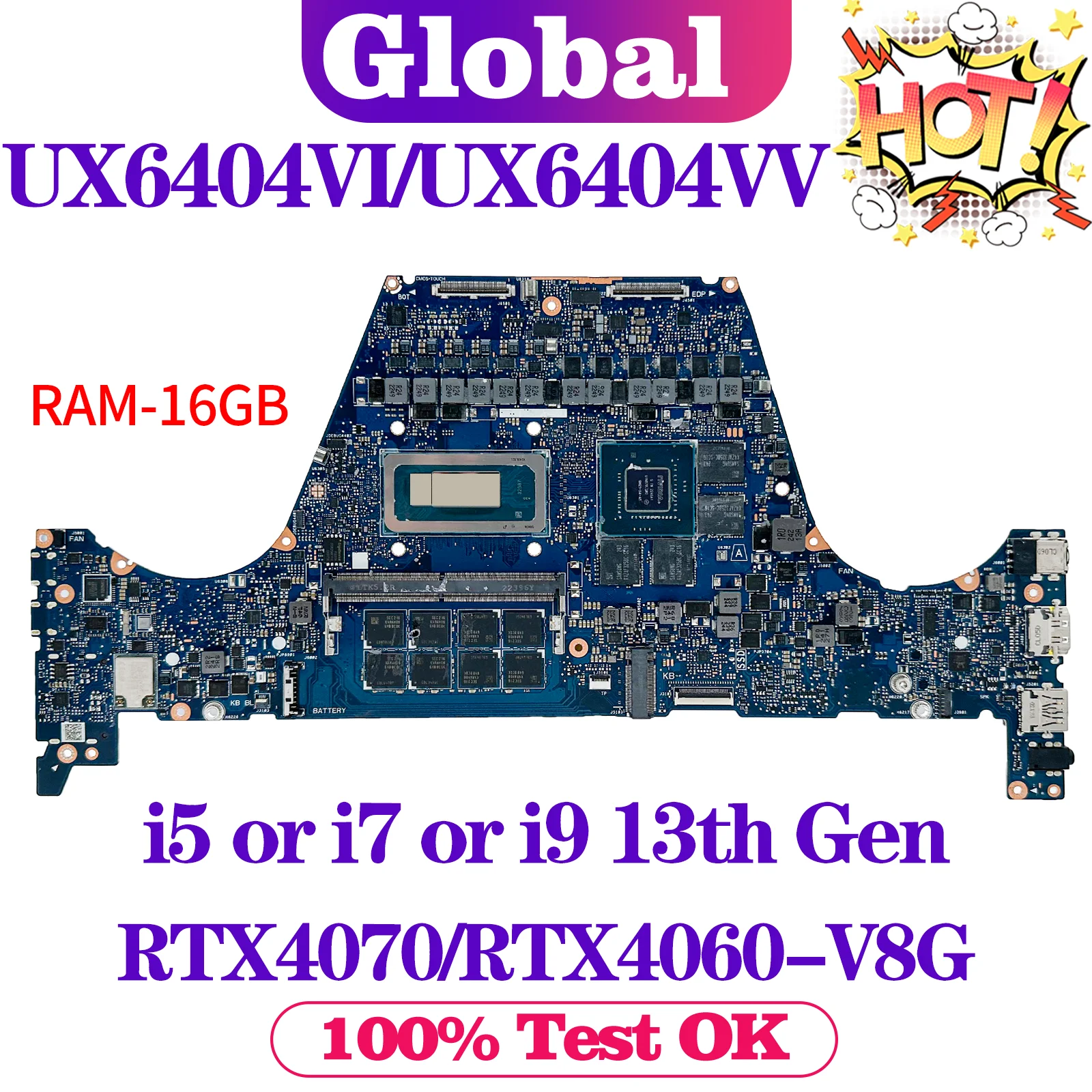 

KEFU UX6404VI Mainboard For ASUS UX6404VV BX6404VI RX6404VI BX6404VV RX6404VV UX6404V Laptop Motherboard i5 i7 i9 13th Gen