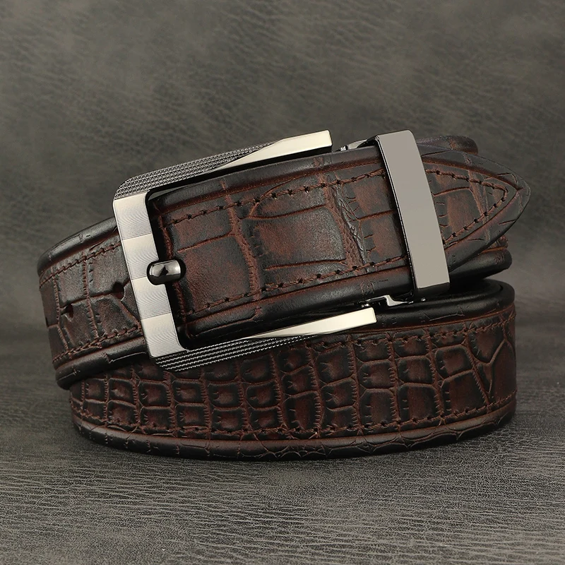 

High grade Cowskin genuine leather belts men fashion designers 3.8cm wide pin buckle luxury famous brand jeans brown Waistband