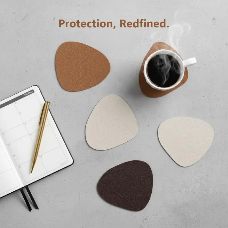 Round Faux Leather Placemats And Coasters Set  Non Slip Heat Resistant Table Mats For Kitchen Dining Table Protection