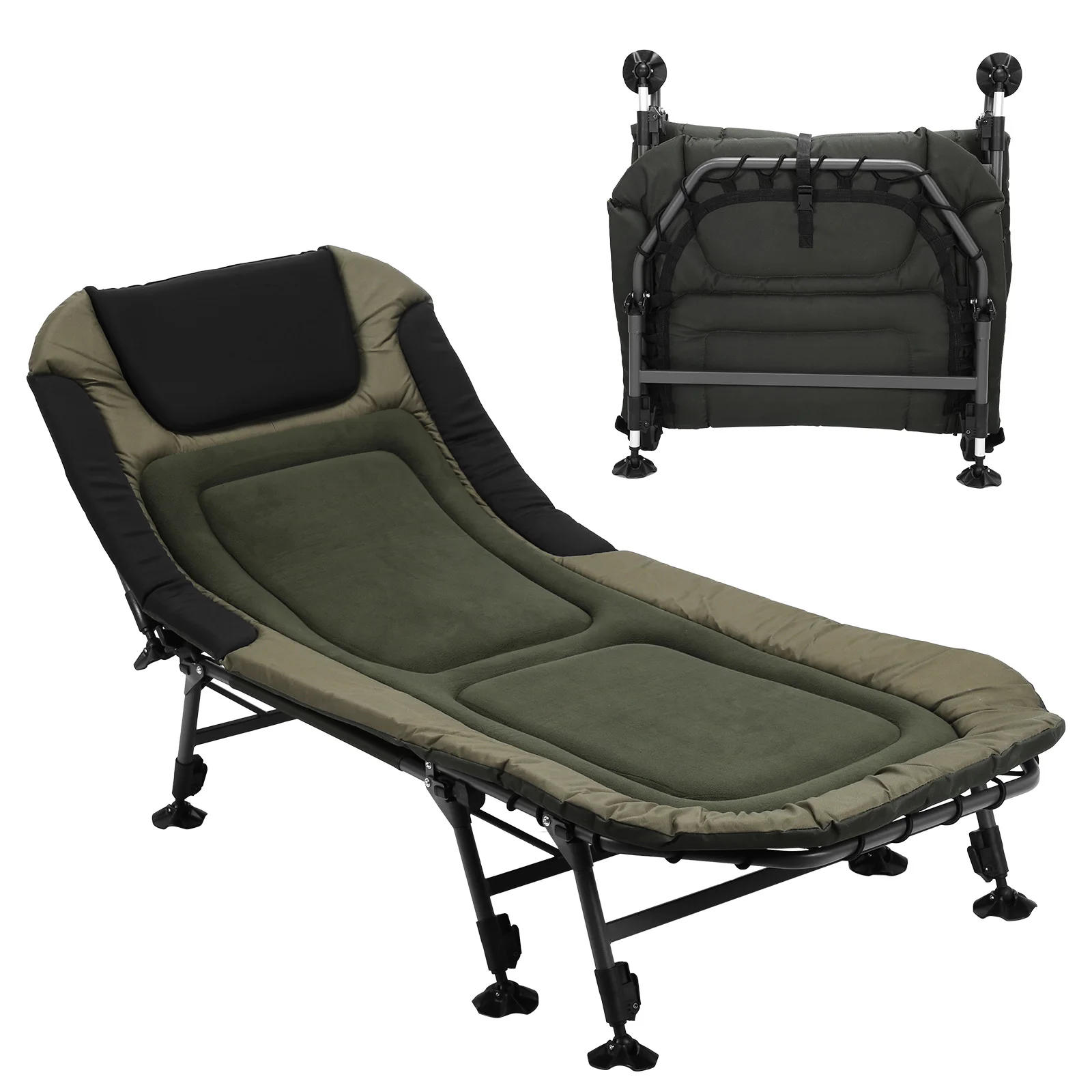 

600D Oxford Portable Folding Camp Bed with Carry Bag Folding Camping Cot Holds Up To 180KG for Outdoor Travel Beach Hiking