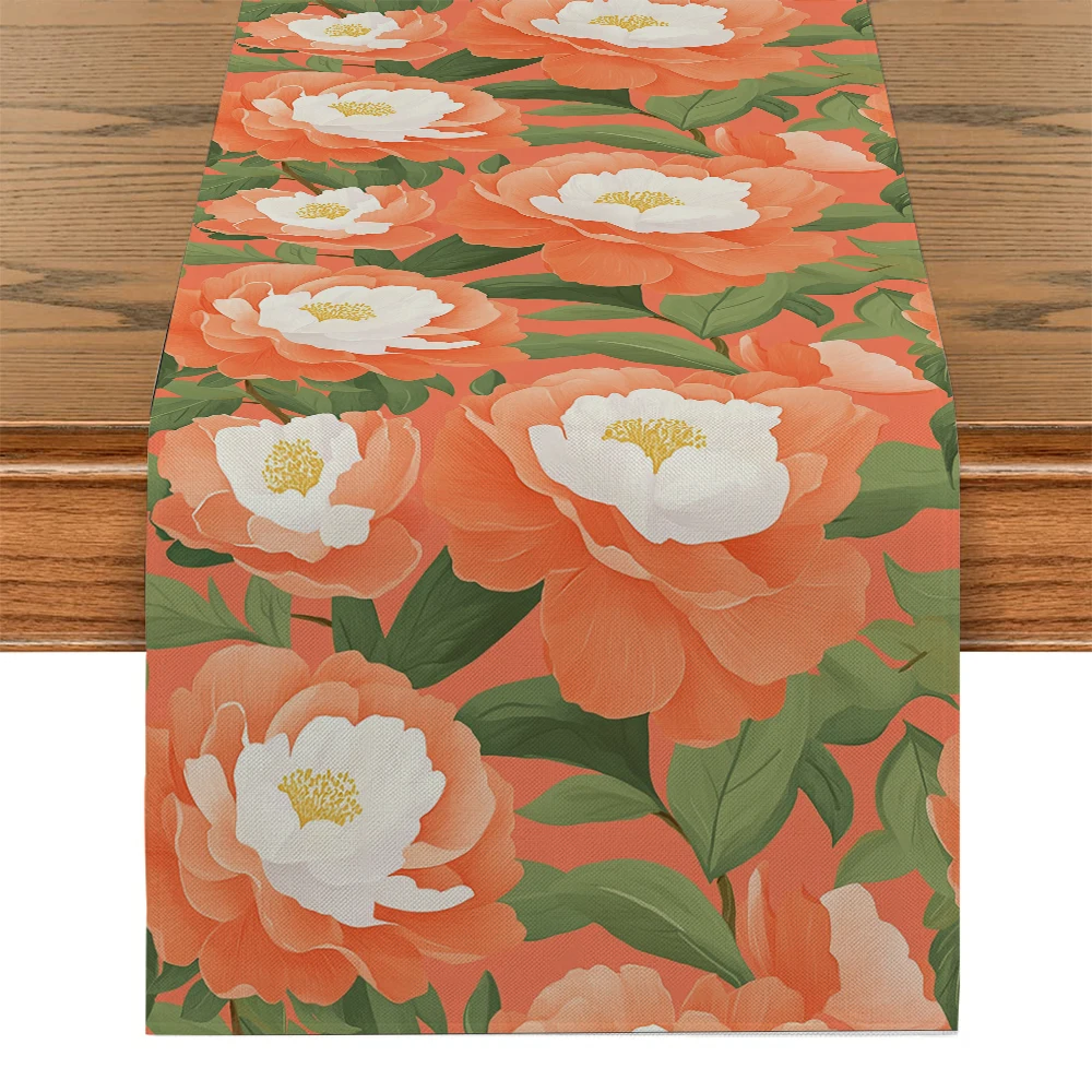 Plant Flower Leaf Table Runner Kitchen Dining  Table Decoration for Indoor Outdoor Home Table Runners Dining Long Cloth