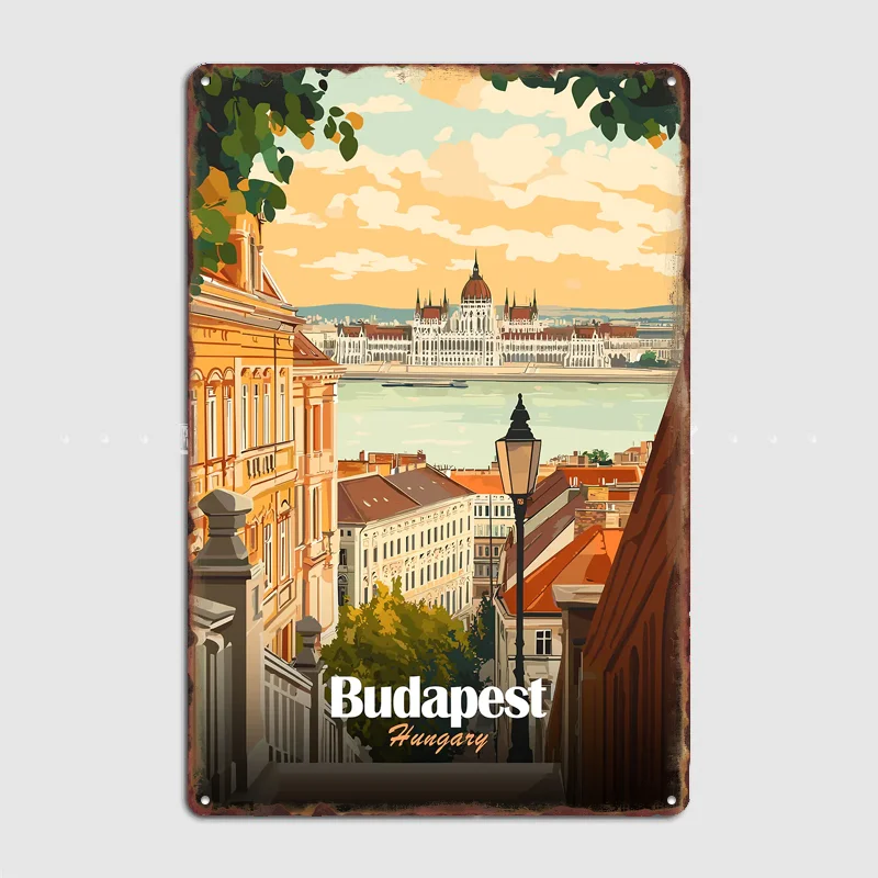 Budapest, Hungary Travel Poster Metal Sign Room Decor Life Wall Custom Bedroom Indoor Home Wall Decor Posters Room Decoration