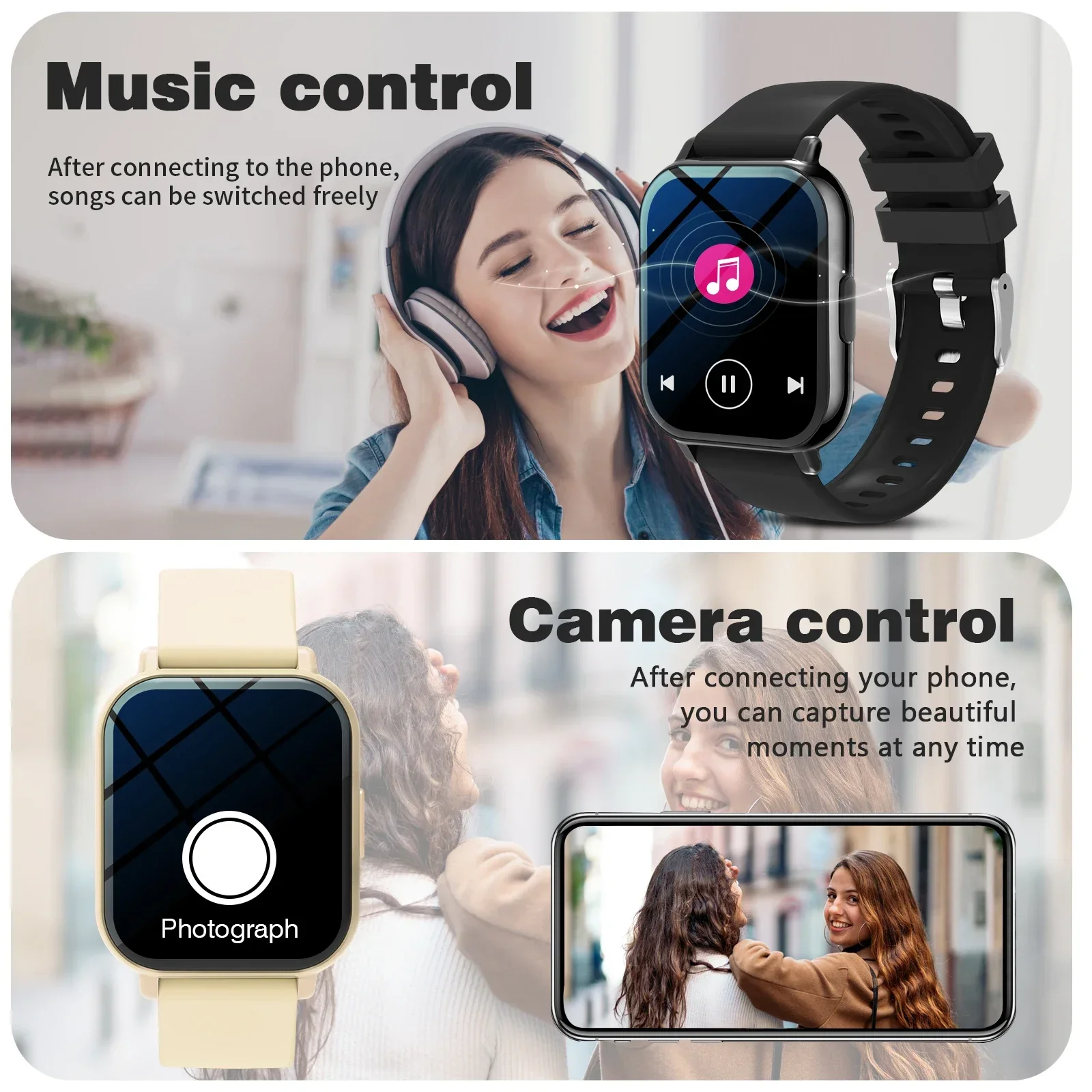 ساعة ذكية جديدة، مكالمات لاسلكية، ساعة رياضية عصرية للجنسين مع حزام من الفولاذ المقاوم للصدأ، وضع رياضي متعدد، تحكم بالموسيقى