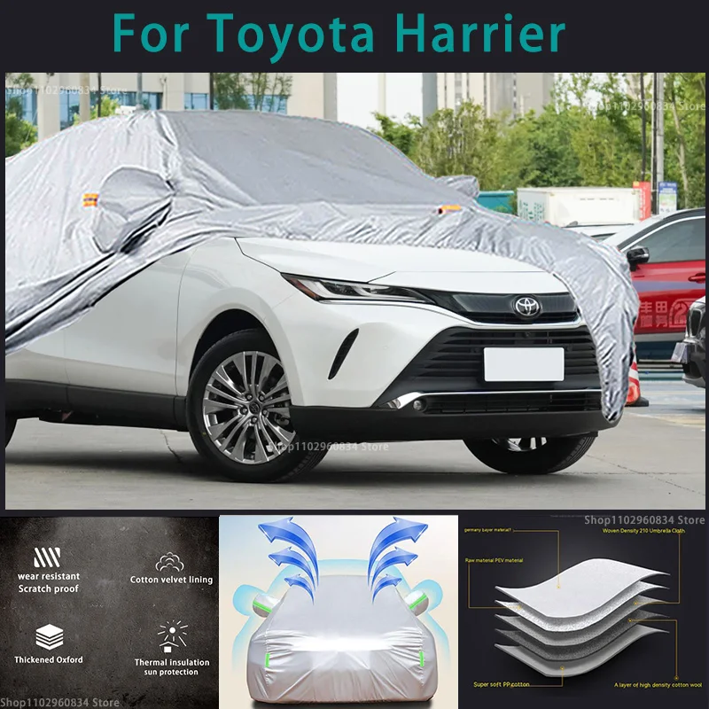 For Toyota Harrier 210T Full Car Covers Outdoor Sun uv protection Dust Rain Snow Protective Anti-hail car cover Auto cover