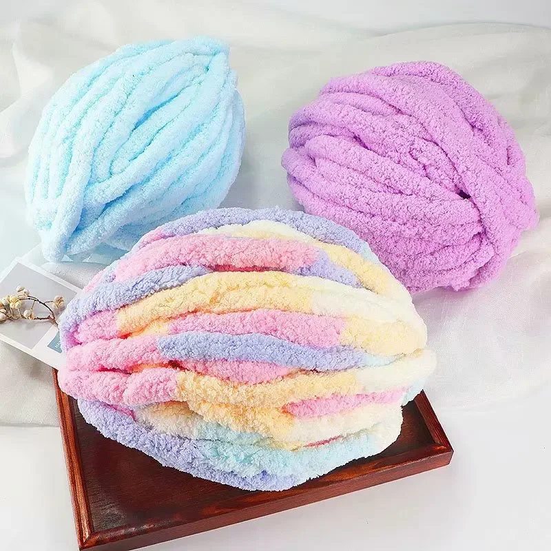 

250g/Ball DIY Hand Knitting Ice Line Cotton Thick Yarn For Scarf Cushion Materials Handmade Crochet Hook Line Candy Colors