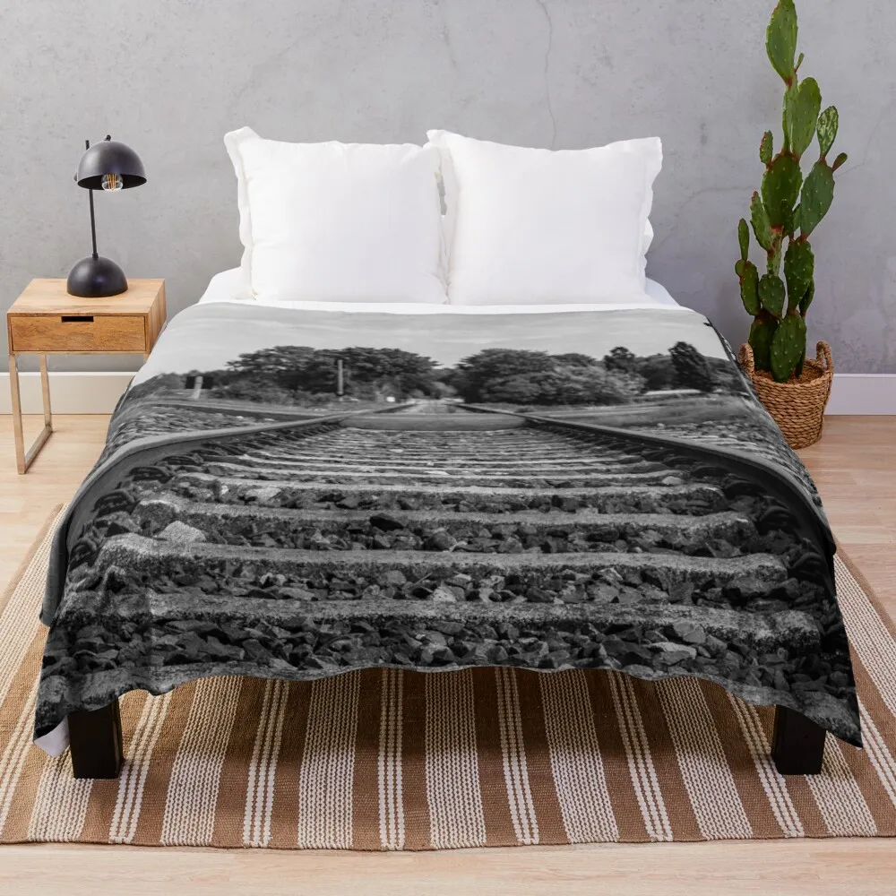 

Black and white railroad Throw Blanket Dorm Room Essentials Summer Bedding Blankets Thin Blanket