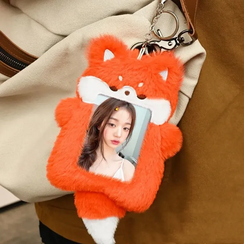 Kawaii Kpop Photocards Holder Idol Plush Keychain Photo Organizer Campus Card Sleeves Display Bag Key Pendant Backpack Hanging