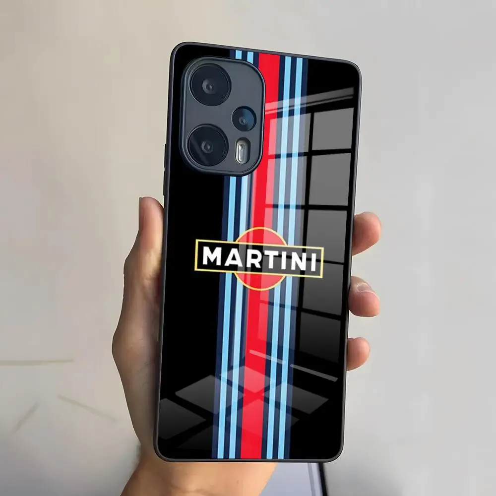 Martini Racing Horizontal Stripe Phone Case For Redmi 13 12 13c 12c Note 13 Pro Plus 11 12 Pro 10 12s 11s Tempered Glass Cover